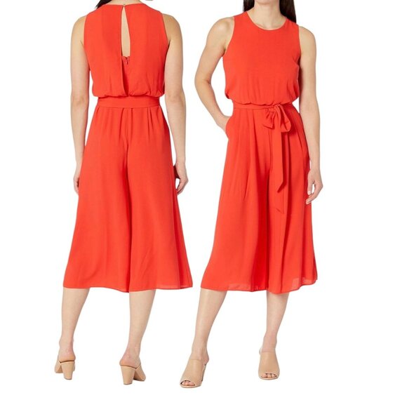 Vince Camuto Womens Sleeveless Poppy Culotte Jumpsuit With Belt Size 8 - Picture 13 of 13